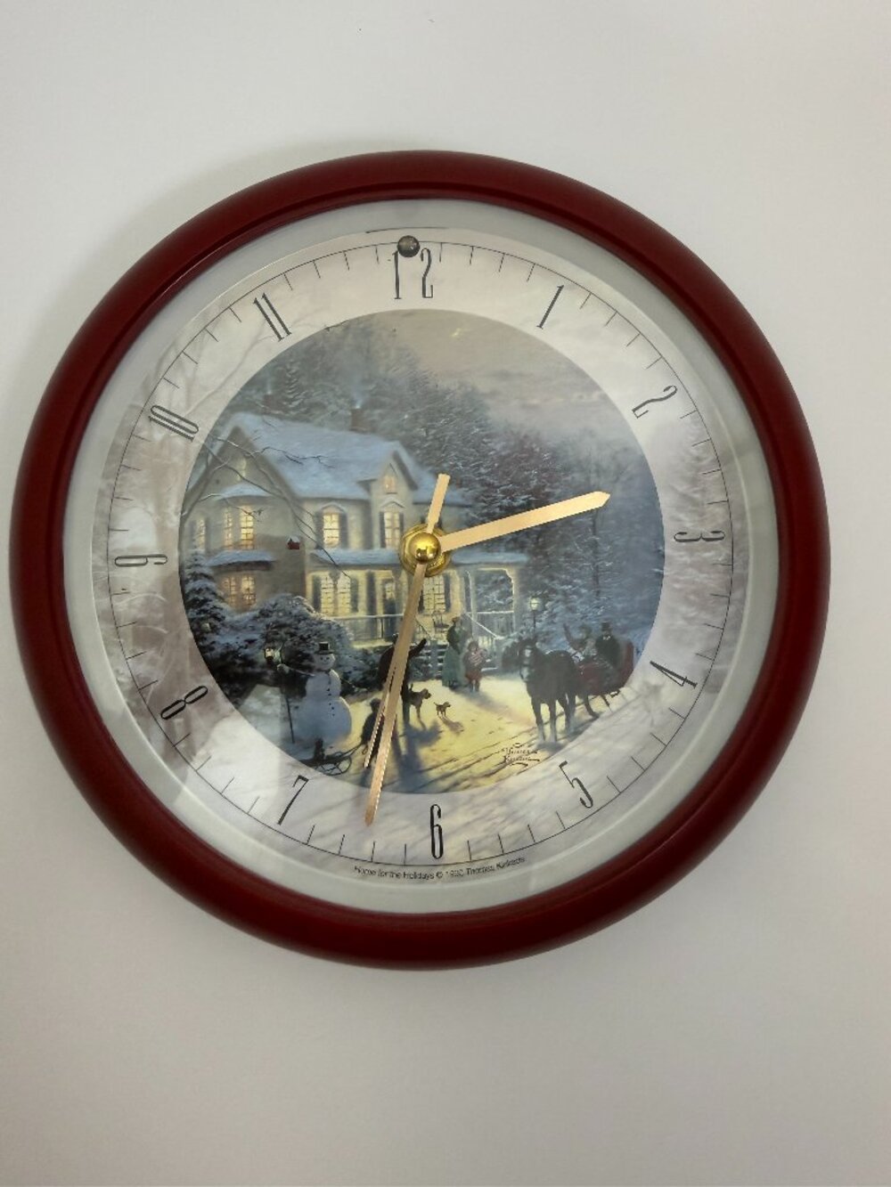 Thomas Kinkade Home for the Holidays Christmas Musical Wall Clock Mark Feldstein